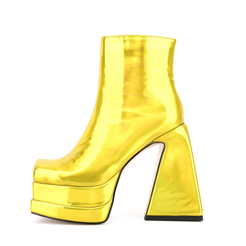 Women's Patent Leather Platform Chunky Heels Square Toe Ankle Booties 15 Women's Patent Leather Platform Chunky Heels Square Toe Ankle Booties - Image 13