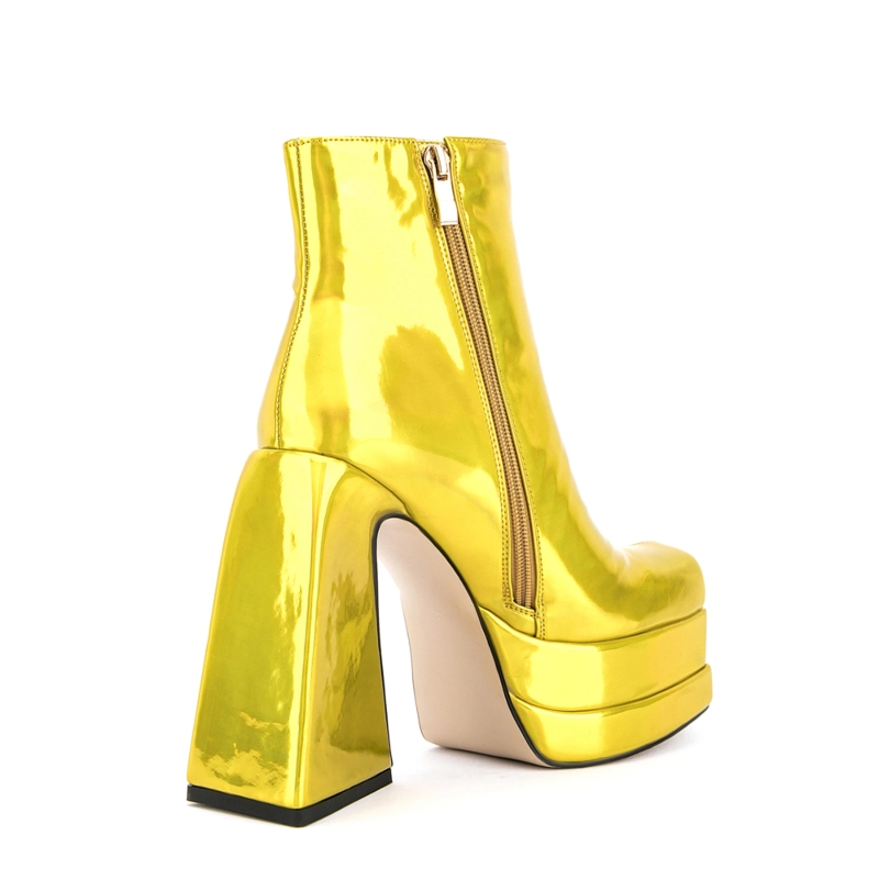 Women's Patent Leather Platform Chunky Heels Square Toe Ankle Booties 18 Women's Patent Leather Platform Chunky Heels Square Toe Ankle Booties - Image 16