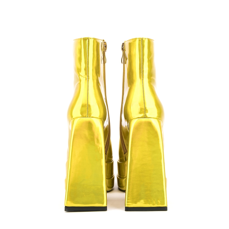 Women's Patent Leather Platform Chunky Heels Square Toe Ankle Booties 19 Women's Patent Leather Platform Chunky Heels Square Toe Ankle Booties - Image 17