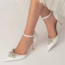 Rhinestone Butterfly Pointed Toe Ankle Strap Heel Pumps -Ladies Fashion Shoes 1963 15agl 3 1 1