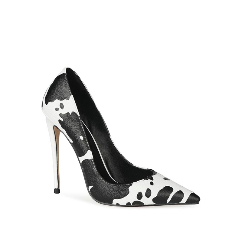 Cow Print High-Heeled Pumps Closed Toe Comfortable Women's Shoes For Work - Image 7