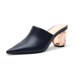 Women's Clear Block Heel Mules Slip-on Pointed Shoes -Ladies Fashion Shoes 2021 spring women s clear block heel mules slip on shoes 3 1 1.jpg.mst
