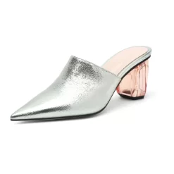 Women's Clear Block Heel Mules Slip-on Pointed Shoes -Ladies Fashion Shoes 2021 spring women s clear block heel mules slip on shoes 3 3.jpg.mst