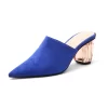 Women's Clear Block Heel Mules Slip-on Pointed Shoes