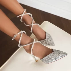 Women's Pointed Toe Strappy Glitter Stilettos Pumps Wedding Shoes -Ladies Fashion Shoes 3v7a2432 1.jpg.mst