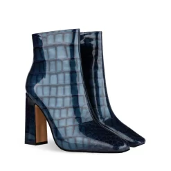 Aligator Printed Block Heel Dress Ankle Boots