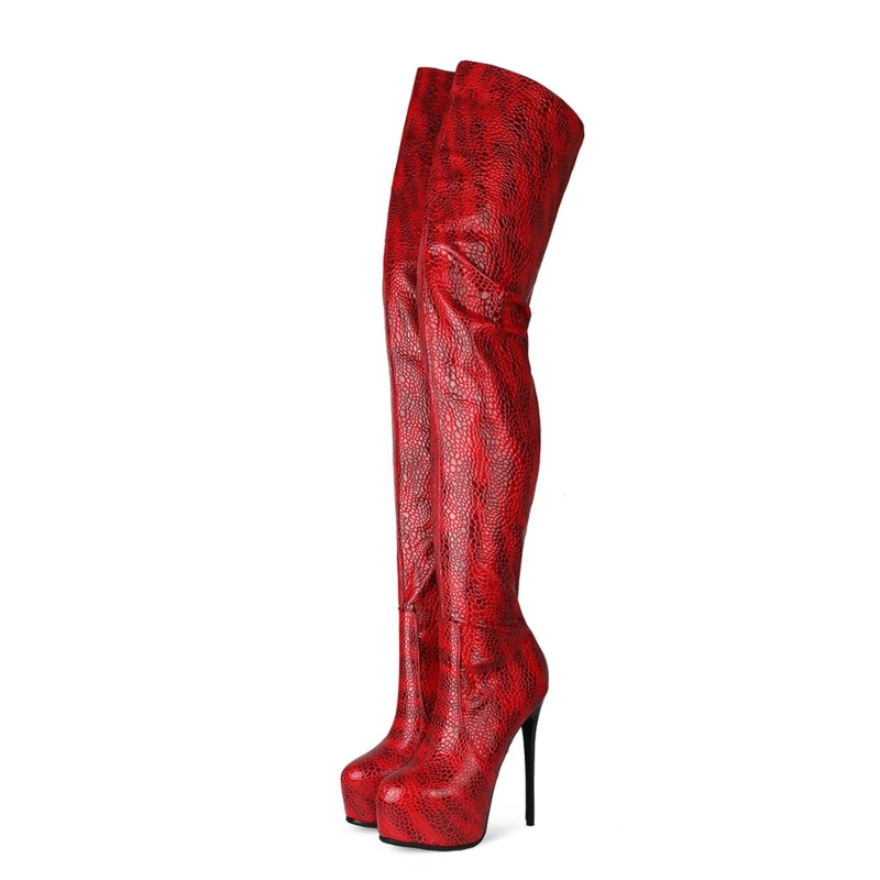 Animal-printed Platform Stietto Heel Over The Knee Boots - Image 19