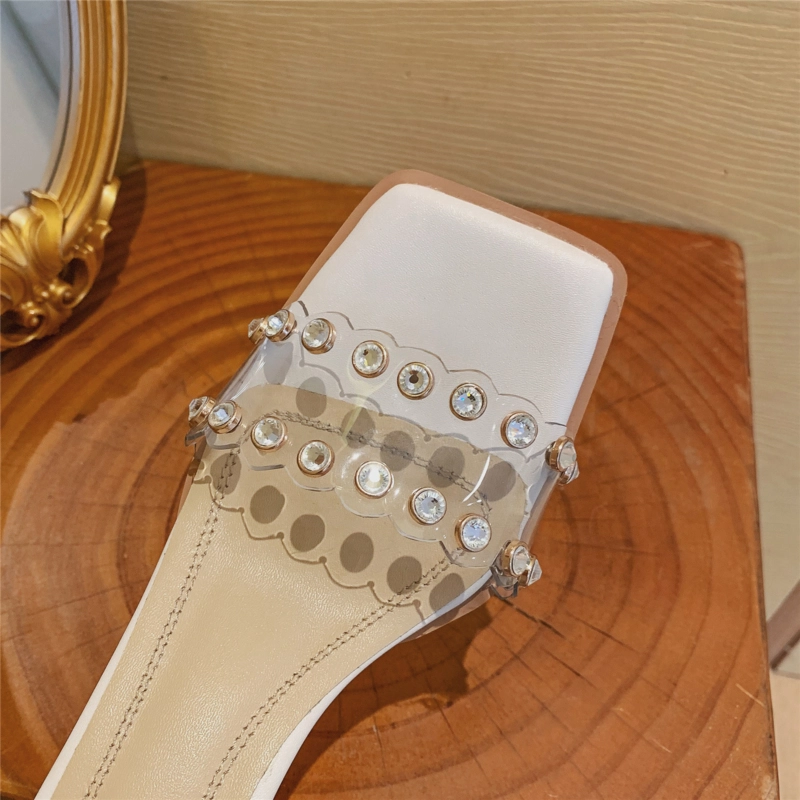 Ankle Strap Sequined Sandals Crystals Transparent Heel Wedding Sandals - Image 8