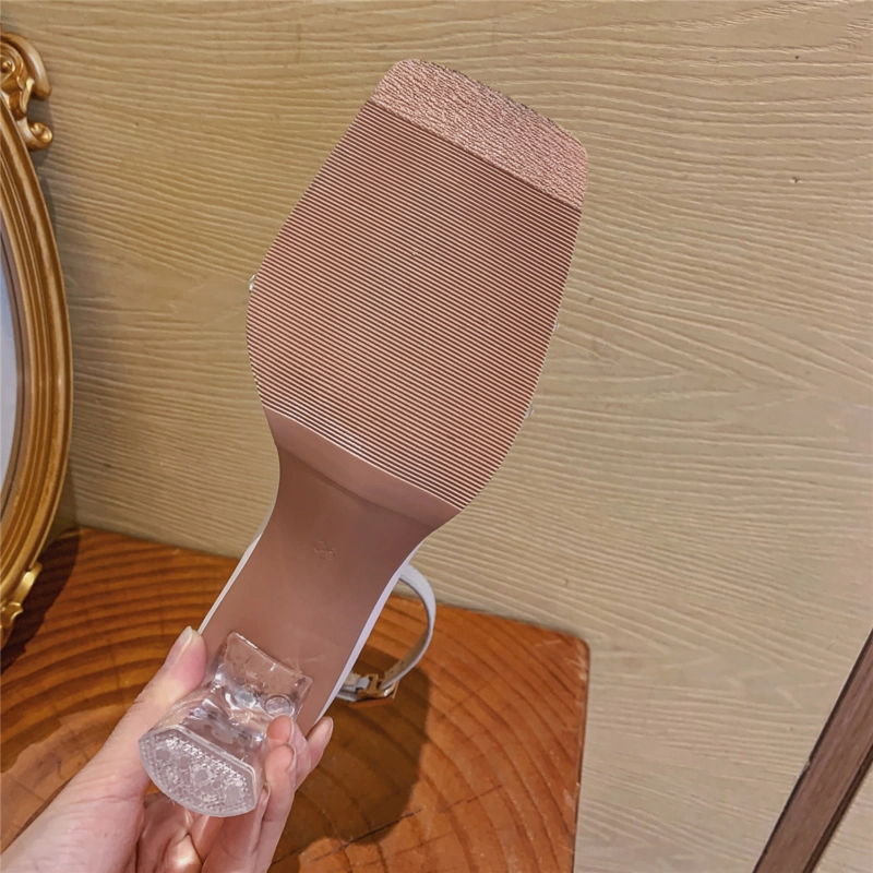 Ankle Strap Sequined Sandals Crystals Transparent Heel Wedding Sandals - Image 10