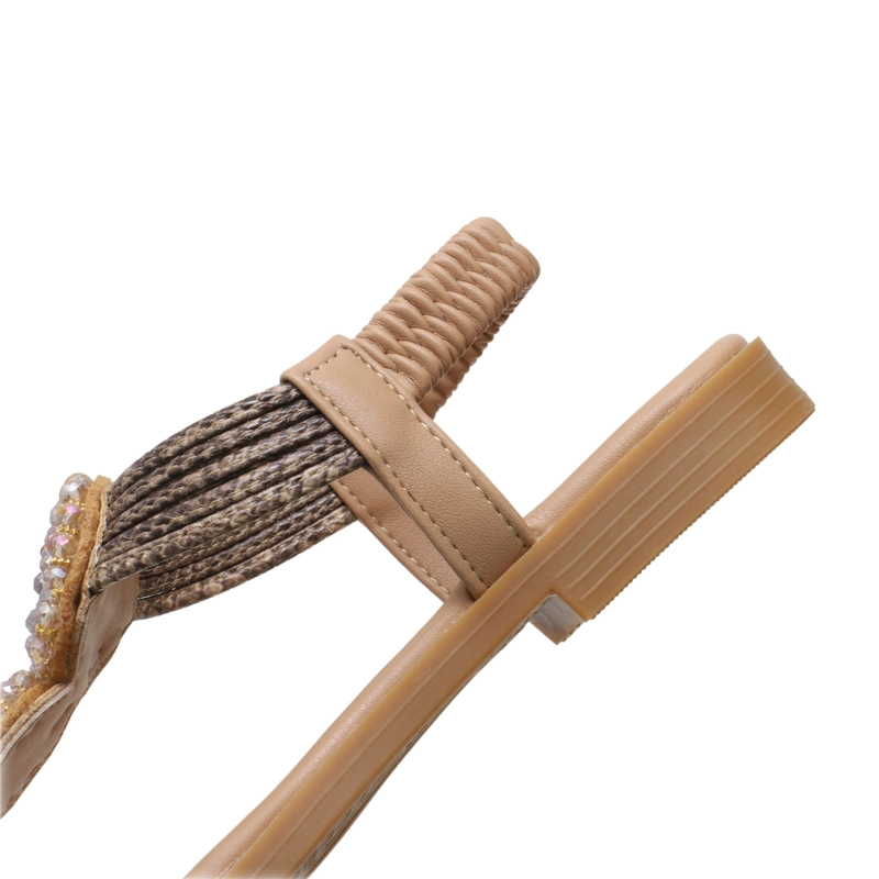 Beach Bohemia Rhinestones Beads Ankle Strap Flat Flip Flops - Image 10