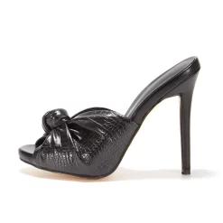 Summer Peep Toe Knot Stiletto Heeled Mule Women Party Slingback Pump Sandals Shoes 17 Summer Peep Toe Knot Stiletto Heeled Mule Women Party Slingback Pump Sandals Shoes -Ladies Fashion Shoes black pu knot mule heels party sandals 1 1.jpg.mst