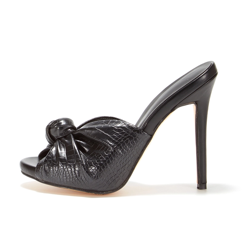 Summer Peep Toe Knot Stiletto Heeled Mule Women Party Slingback Pump Sandals Shoes 6 Summer Peep Toe Knot Stiletto Heeled Mule Women Party Slingback Pump Sandals Shoes - Image 4