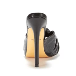 Summer Peep Toe Knot Stiletto Heeled Mule Women Party Slingback Pump Sandals Shoes 20 Summer Peep Toe Knot Stiletto Heeled Mule Women Party Slingback Pump Sandals Shoes -Ladies Fashion Shoes black pu knot mule heels party sandals 4 1.jpg.mst