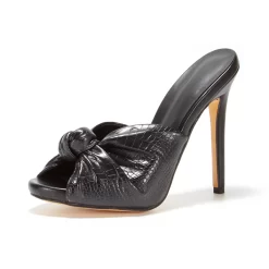 Summer Peep Toe Knot Stiletto Heeled Mule Women Party Slingback Pump Sandals Shoes 16 Summer Peep Toe Knot Stiletto Heeled Mule Women Party Slingback Pump Sandals Shoes -Ladies Fashion Shoes black pu knot mule heels party sandals 5 1.jpg.mst