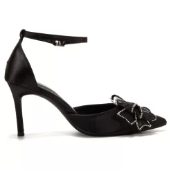 Satin Ankle Strap D'orsay Pump Rhinestone Bow Wedding Heels -Ladies Fashion Shoes black satin ankle strap d orsay pump rhinestone bow wedding heels 4 1.jpg.mst