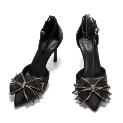 Satin Ankle Strap D'orsay Pump Rhinestone Bow Wedding Heels -Ladies Fashion Shoes black satin ankle strap d orsay pump rhinestone bow wedding heels 7 1 1.jpg.mst