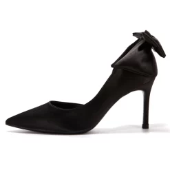 Satin Bow Back Pumps D'orsay Stiletto Heels Bridal Shoes For Wedding -Ladies Fashion Shoes black satin bow back pumps d orsay stiletto heels bridal shoes for wedding 2 1 1.jpg.mst