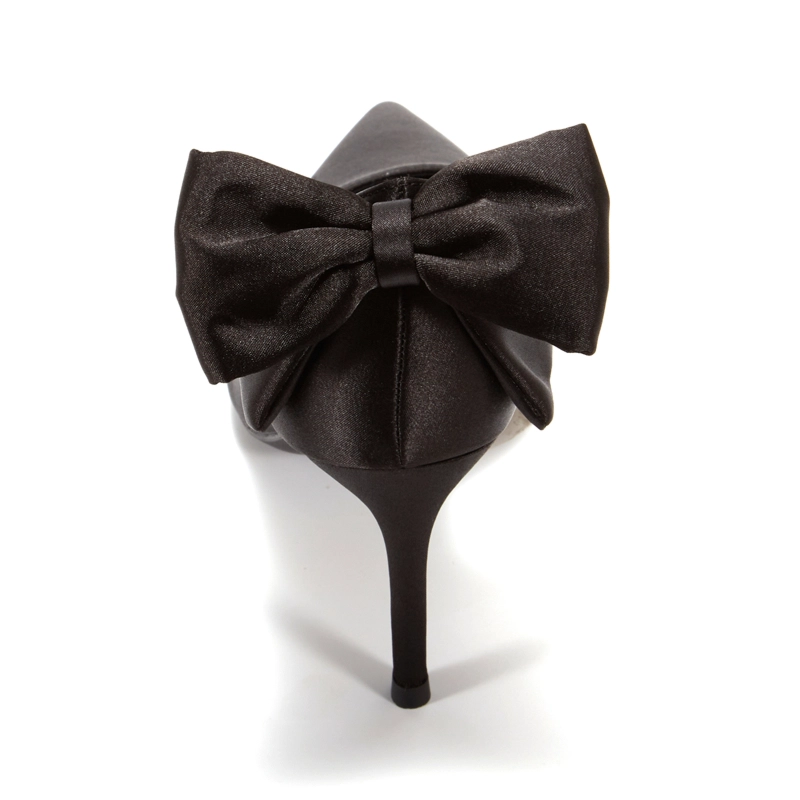 Satin Bow Back Pumps D'orsay Stiletto Heels Bridal Shoes For Wedding - Image 13