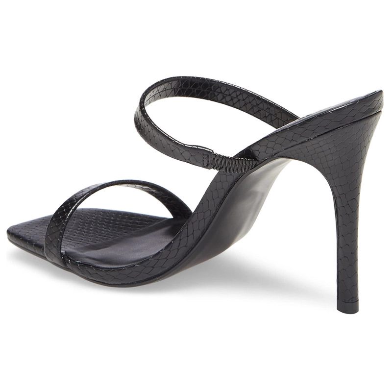 Black Snake Print Double Strap Slip On Mules Sandals Heels 7 Black Snake Print Double Strap Slip On Mules Sandals Heels - Image 5
