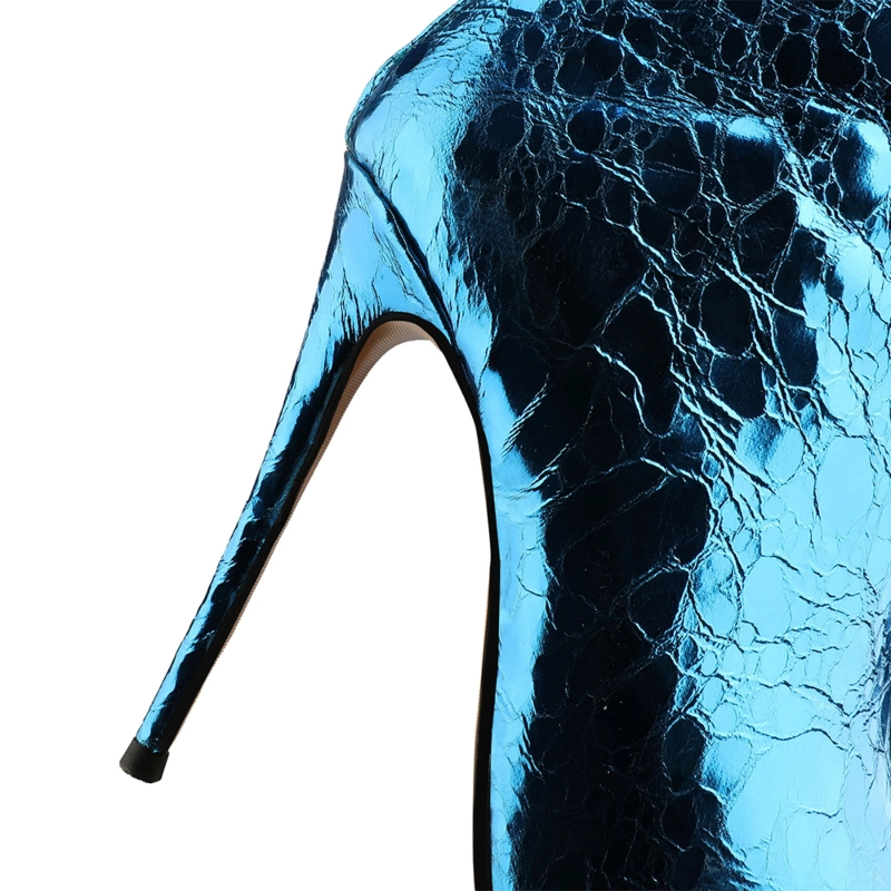 Blue Mirror Boots Over-the-knee High Heel Boots With Back Zipper - Image 4