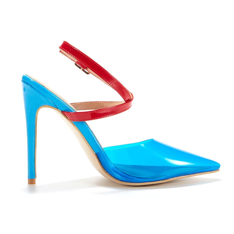 Blue&Red Clear Criss Cross Dress Heels D'orsay Pumps With Pointed Toe 6 Blue&Red Clear Criss Cross Dress Heels D'orsay Pumps With Pointed Toe - Image 4