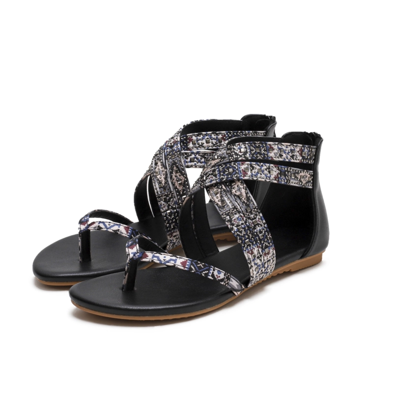 Bohemia Studded Criss Cross Flats Flip Flap Gladiator Sandals - Image 5
