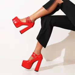Chunky Heel Platform Pumps Double Strap Y2K Mary Jane Shoes -Ladies Fashion Shoes chunky heel platform pumps double strap y2k mary jane neon shoes 10 1.jpg.mst