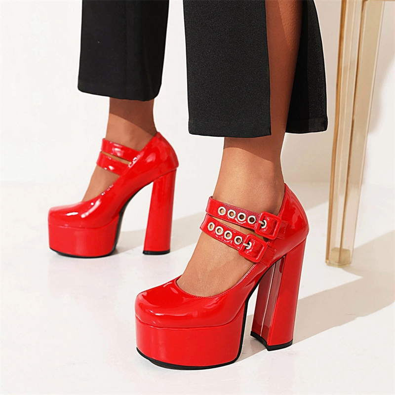 Chunky Heel Platform Pumps Double Strap Y2K Mary Jane Shoes - Image 10
