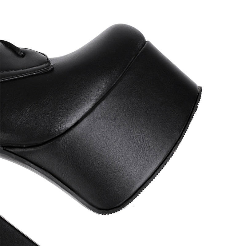 Black Chunky Heeled Platform Punk Over The Knee Boots With Bat - Image 9