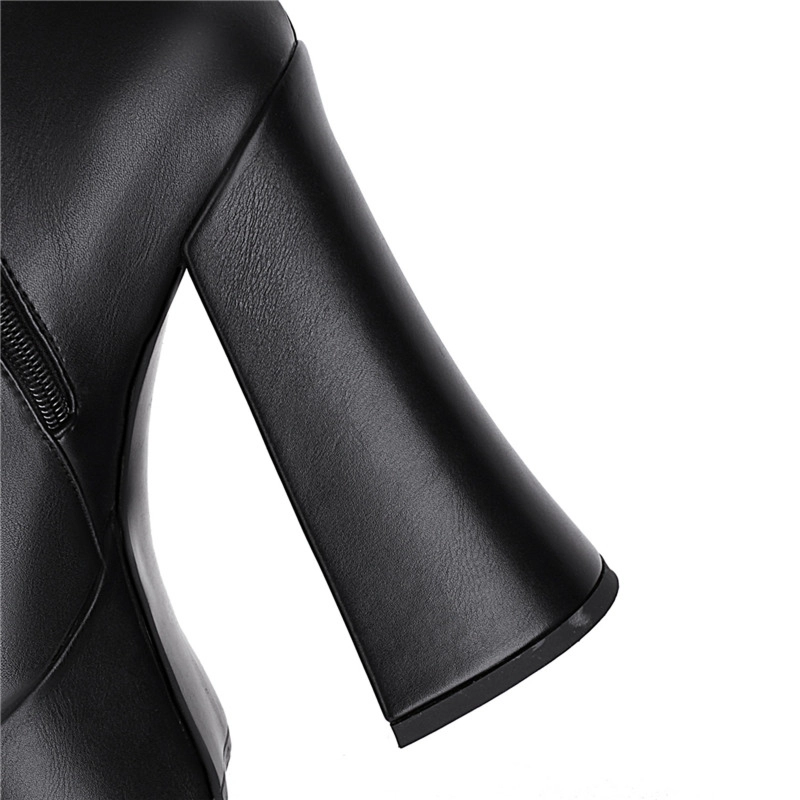 Black Chunky Heeled Platform Punk Over The Knee Boots With Bat - Image 10