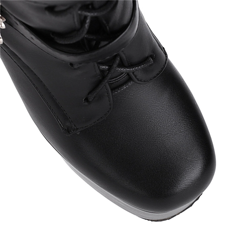 Black Chunky Heeled Platform Punk Over The Knee Boots With Bat - Image 11