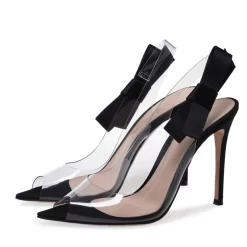 Clear PVC Sandals Stiletto Heel Dresses Slingback Shoes With Bow -Ladies Fashion Shoes clear pvc sandals stiletto heel dresses slingback shoes with bow 2 1 1.jpg.mst