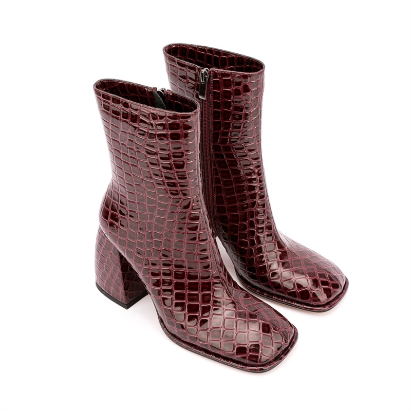 Animal Print Block Heel Boots Square Toe Ankle Booties With Side Zipper - Image 12