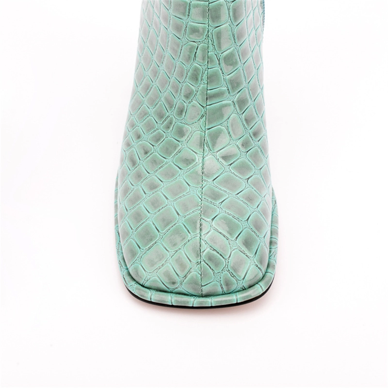 Animal Print Block Heel Boots Square Toe Ankle Booties With Side Zipper - Image 16