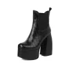 Chunky Heel Ankle Boots Platform Chelsea Boots In Black