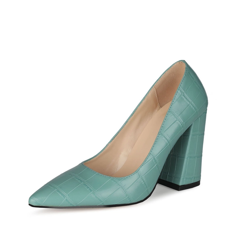 Crocodile Effect Pointed Toe Pumps Block Heel Womens Shoes For Wedding 14 Crocodile Effect Pointed Toe Pumps Block Heel Womens Shoes For Wedding - Image 12