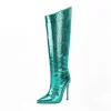 Crocodile Printed Stiletto Heel Pointed Toe Tall Boots Wide Calf Knee High Booties -Ladies Fashion Shoes crocodile printed stiletto heel pointed toe tall boots wide calf knee high booties 20 1.jpg.mst