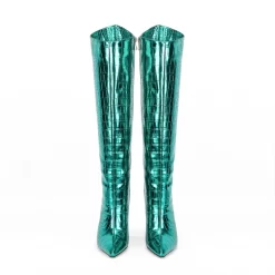 Crocodile Printed Stiletto Heel Pointed Toe Tall Boots Wide Calf Knee High Booties -Ladies Fashion Shoes crocodile printed stiletto heel pointed toe tall boots wide calf knee high booties 25 1.jpg.mst