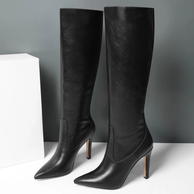 Dance Boots Pointy Toe Stiletto Knee High Boots - Image 17