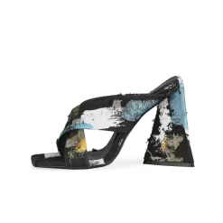 Denim Cross Strap Mule Sandals Chunky Heels Slide Shoes -Ladies Fashion Shoes denim heels slide sandals chunky heel mule shoes for outgoing 11 1.jpg.mst