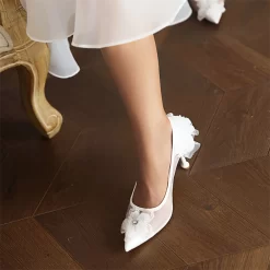 Women's Lace Flowers Stilettos Mesh Heels Pumps Wedding Shoes -Ladies Fashion Shoes des0509 3 2.jpg.mst