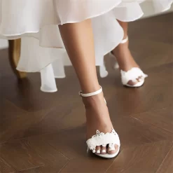 White Satin Embroidered Lace Wedding Sandals Flower Chunky Heel Bridal Shoes 23 White Satin Embroidered Lace Wedding Sandals Flower Chunky Heel Bridal Shoes -Ladies Fashion Shoes des0509 5 4 1.jpg.mst
