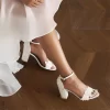 White Satin Embroidered Lace Wedding Sandals Flower Chunky Heel Bridal Shoes -Ladies Fashion Shoes des0509 5 5 1.jpg.mst