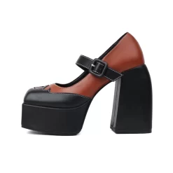 Double Colors Mary Janes Chunky High Heels Platform Heart Shape Buckle Heels -Ladies Fashion Shoes double colors mary janes chunky high heels platform heart shape buckle heels 12 1.jpg.mst