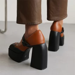 Double Colors Mary Janes Chunky High Heels Platform Heart Shape Buckle Heels -Ladies Fashion Shoes double colors mary janes chunky high heels platform heart shape buckle heels 18 .jpg.mst