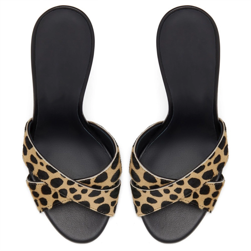 Dresses Cheetah Horse Hair High Heel Mules Shoes 5 Inch Heels Sandals - Image 4
