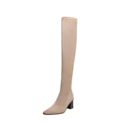 Stretch Suede Boots Suede Elastic Thigh High Boot With Heel