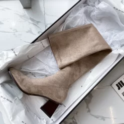 Stretch Suede Boots Suede Elastic Thigh High Boot With Heel -Ladies Fashion Shoes elastic suede heeled thigh high boot slip on over the knee boots 23 1.jpg.mst