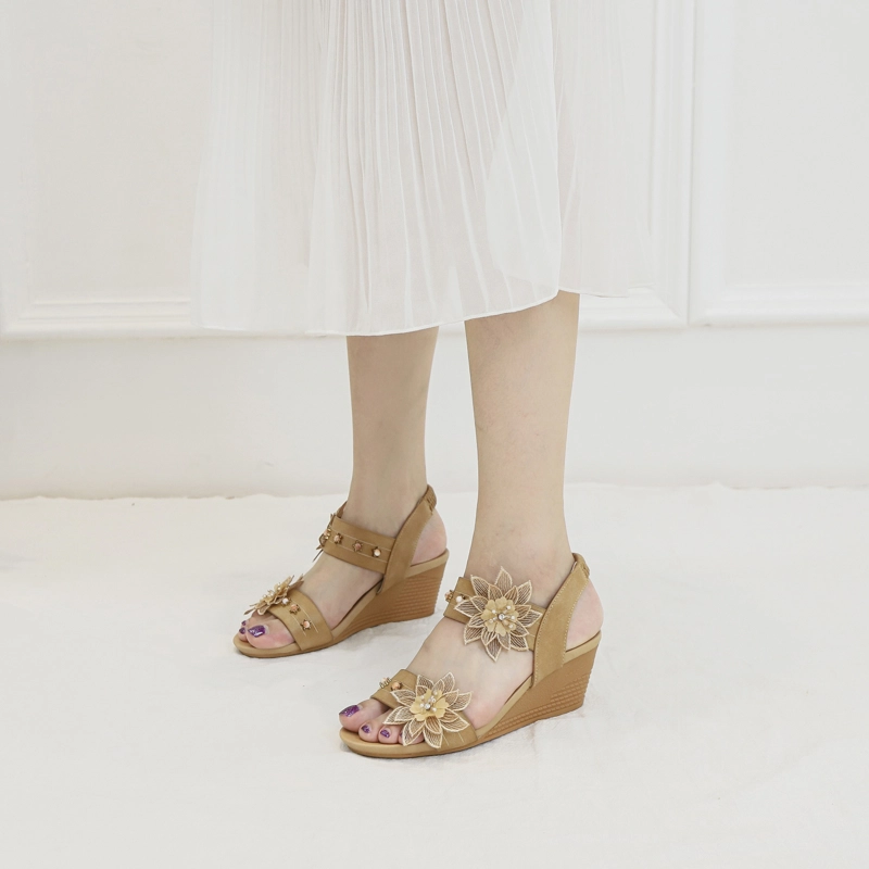 Exotic Flower Open Toe Band Wedge Sandals Gladiator Sandals 5 Exotic Flower Open Toe Band Wedge Sandals Gladiator Sandals - Image 3