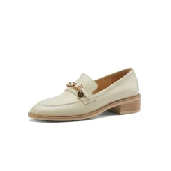 Leather Gold Buckle Round Toe Flats Loafer Spring Shoes -Ladies Fashion Shoes f125 1 4 1 1.jpg.mst